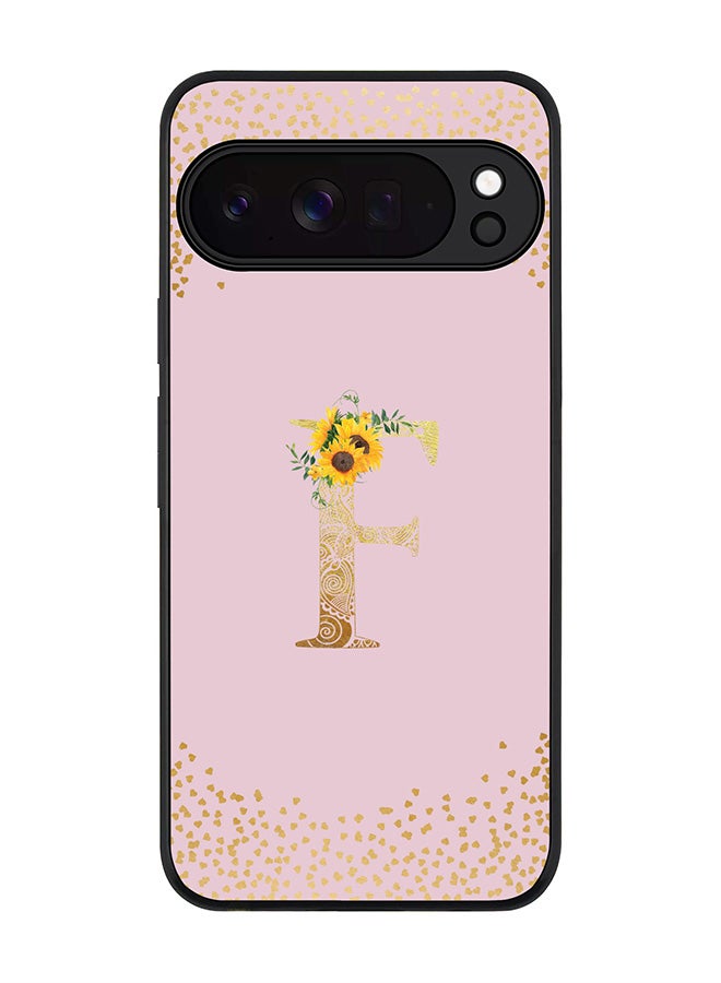 For Google Pixel 10 Pro XL Case,Slim fit Camera Protection, Shockproof Thin Phone cover  - Custom Floral Monogram - F  (Pink )